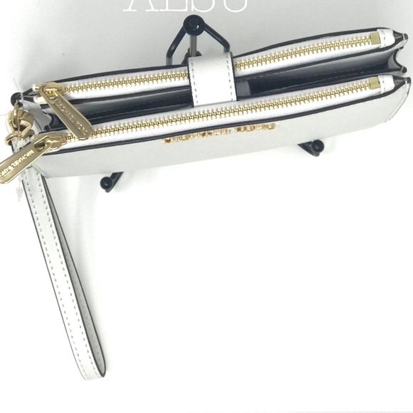 Michael Kors DoubleZip Wristlet Wallet Optic White - Picture 5 of 8